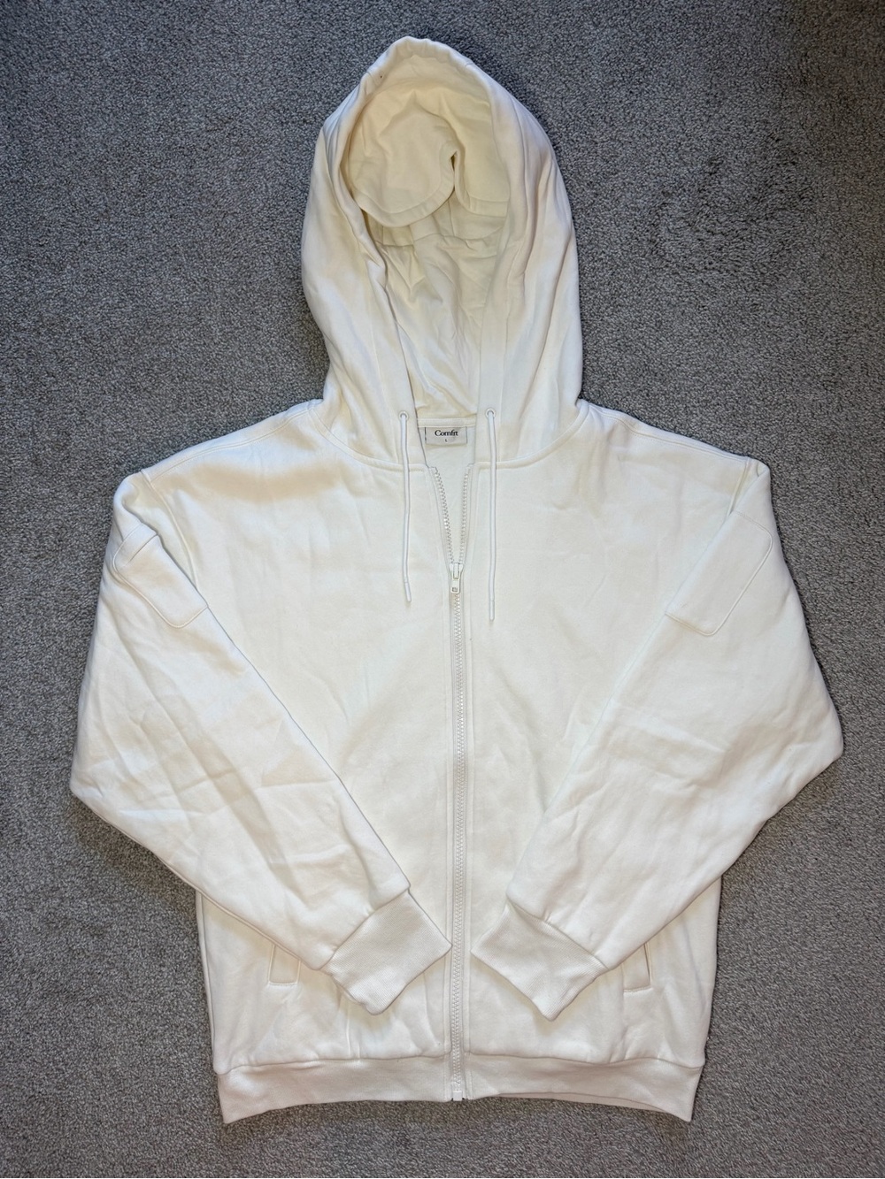 Comfrt White Airplane Mode Full-Zip Hoodie